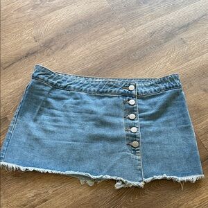superdown Light Blue Denim Button-Front Mini Skirt